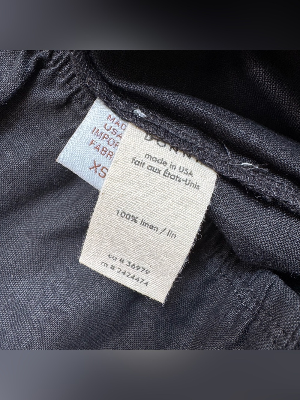 NWT DONNI The Linen Simple Pants in Jet Black XS - Picture 5 of 6
